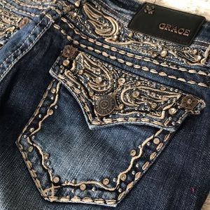 Embellished bootcut jeans, size 7 W27